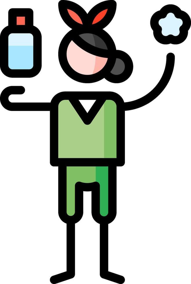 A cartoon woman holding a bottle of shampoo vector