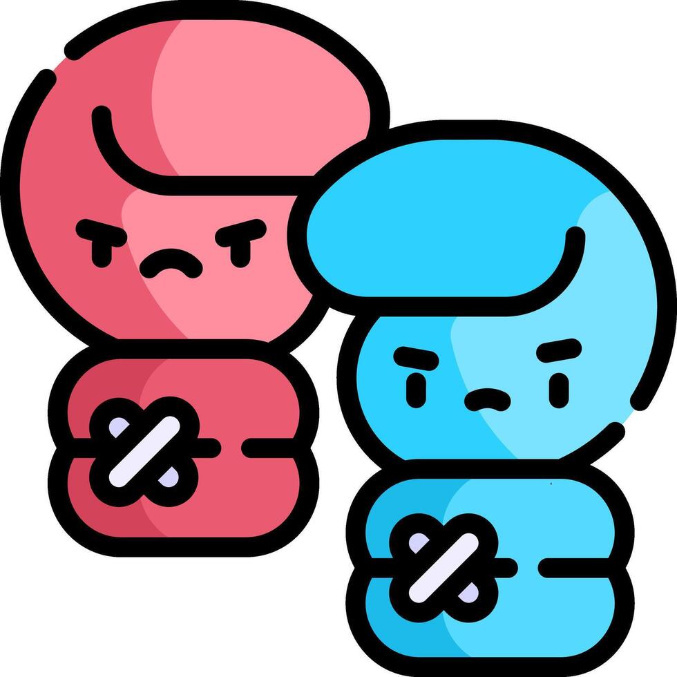 Two cartoon characters with one holding a blue and pink one vector