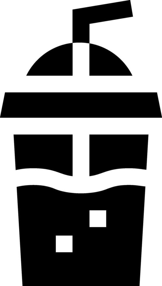A black and white icon of a cup with a straw vector