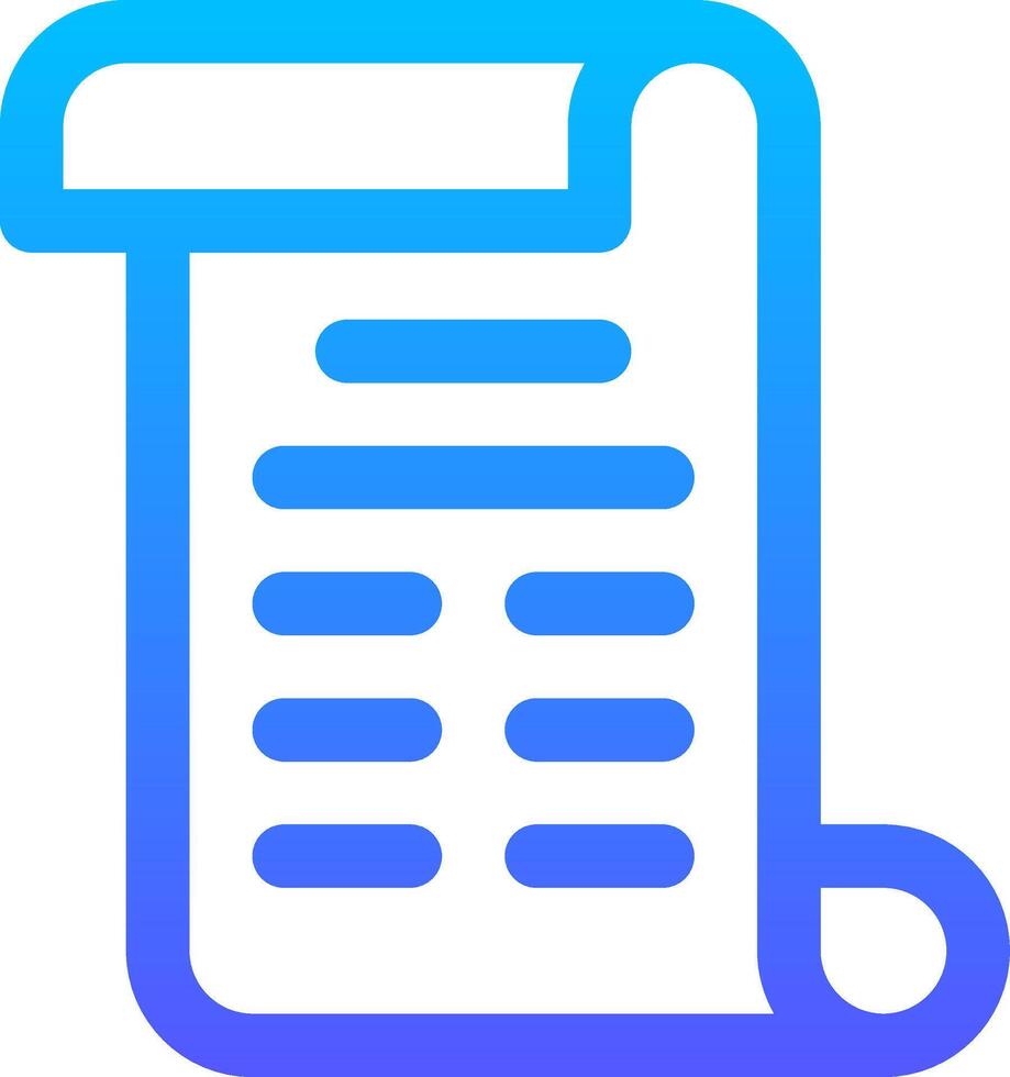 A blue and white icon of a scroll vector