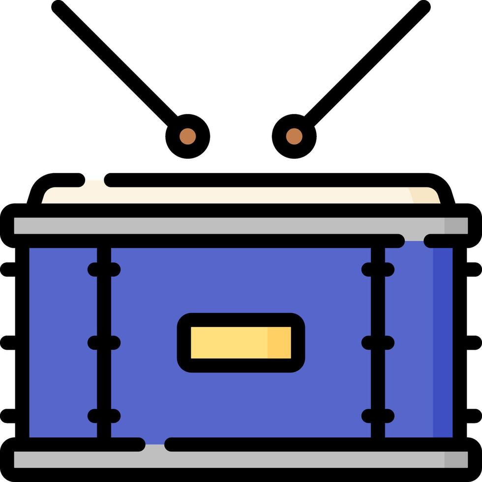 Drum icon with two sticks and a drum vector