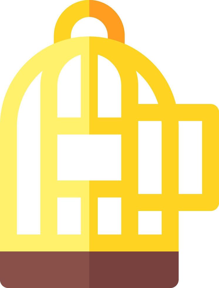 A yellow bird cage with a brown handle vector