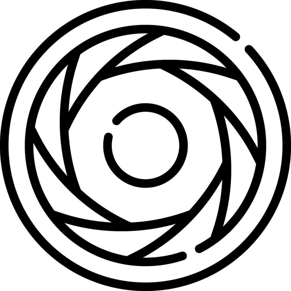 A black and white logo for a camera lens vector