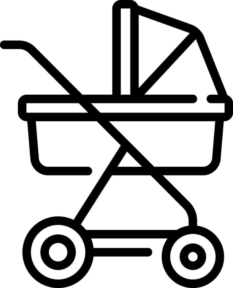 A black and white baby carriage icon vector