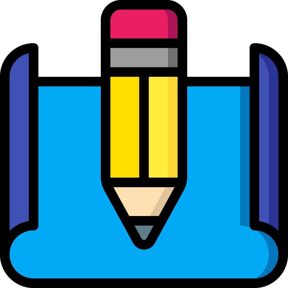 A blue pencil and a blue folder icon vector