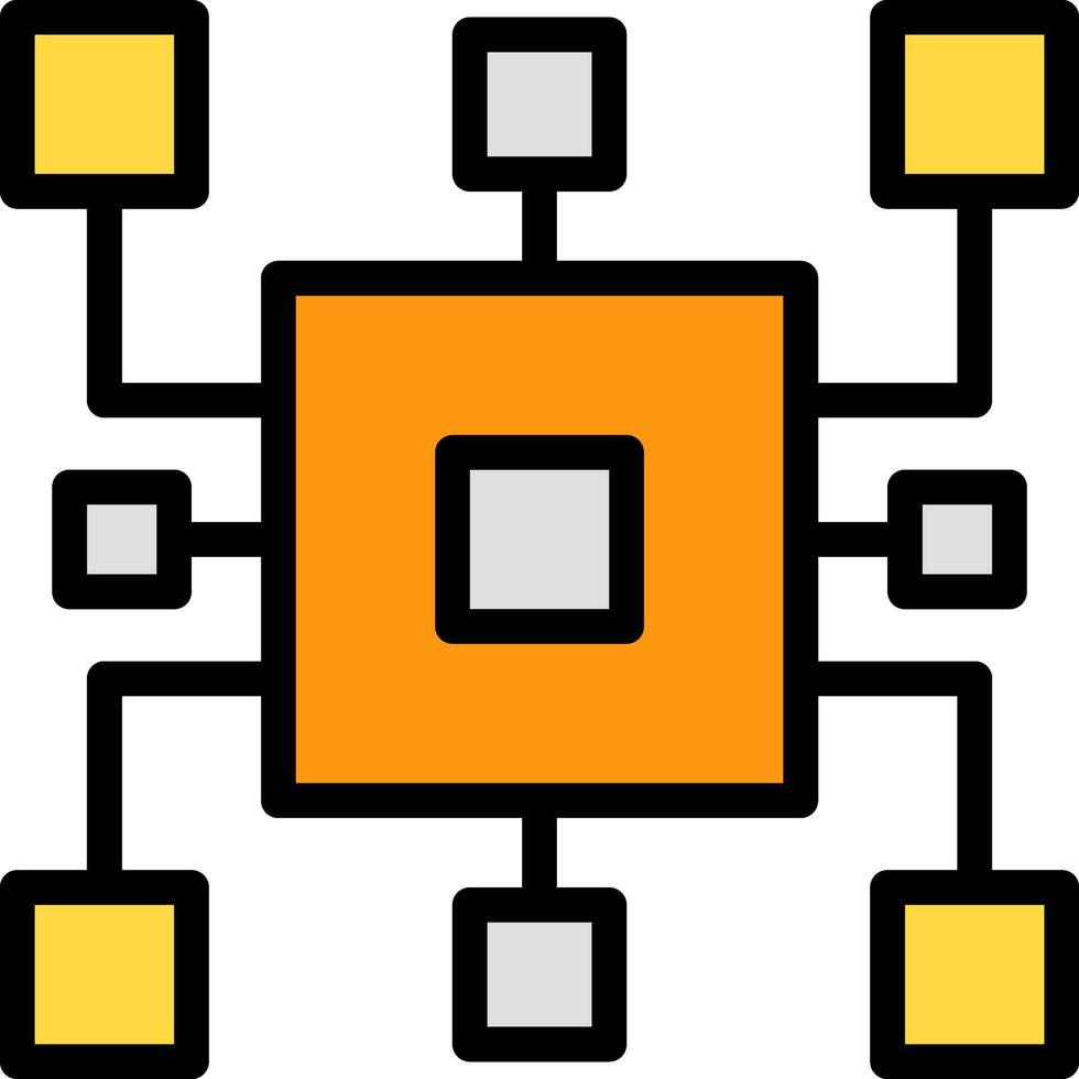 An orange and yellow computer chip icon vector