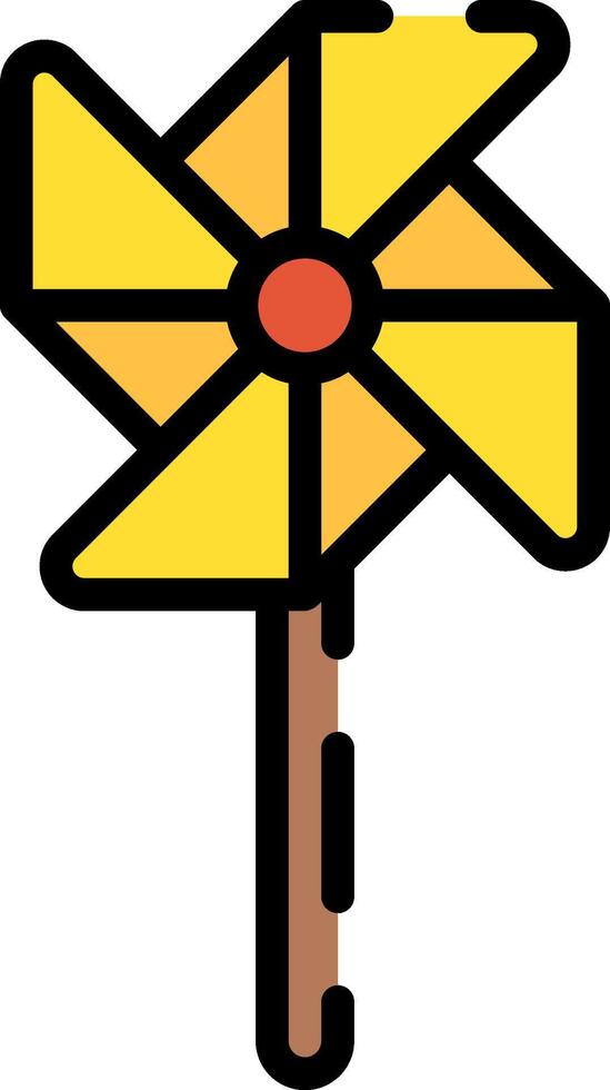 A yellow pinwheel with a stick vector