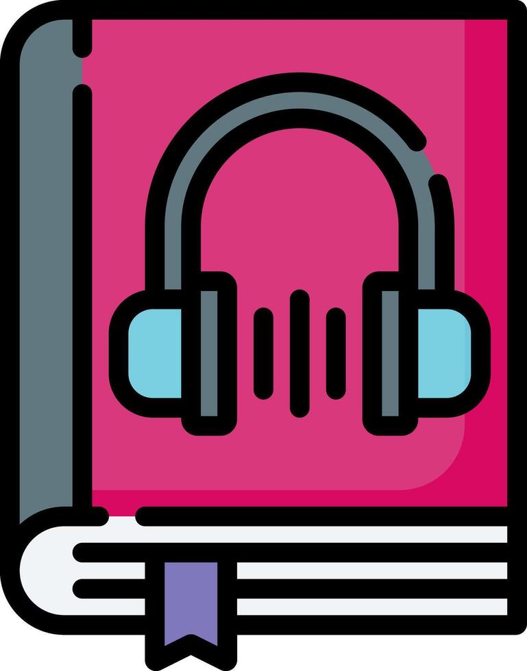A book with headphones on it vector