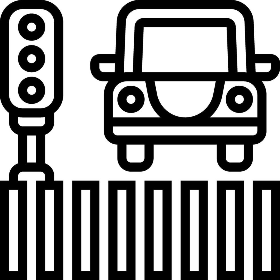 A black and white image of a car and a traffic light vector