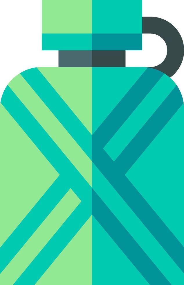 A green water bottle with a handle on it vector