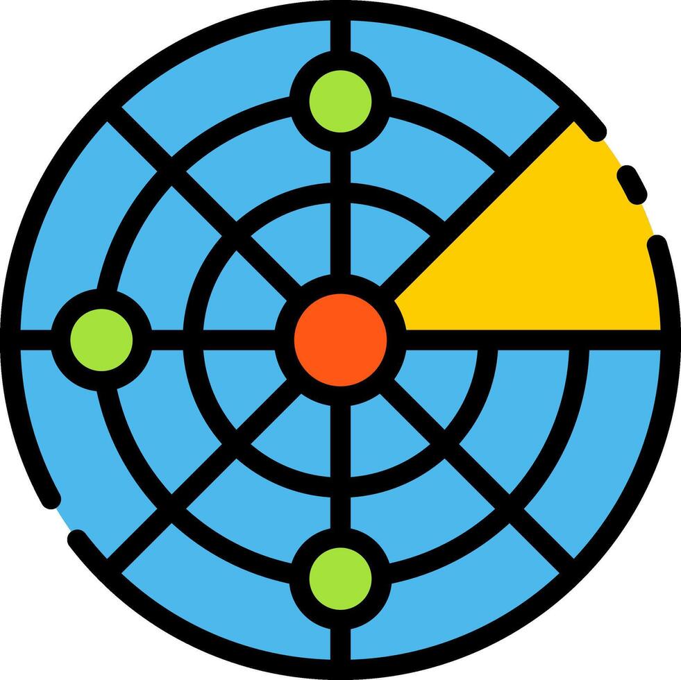 A blue and yellow circle with a green arrow pointing to it vector