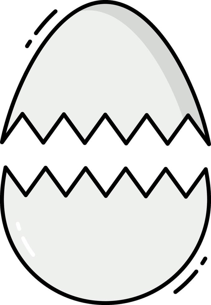 An egg with a broken shell and a white outline vector