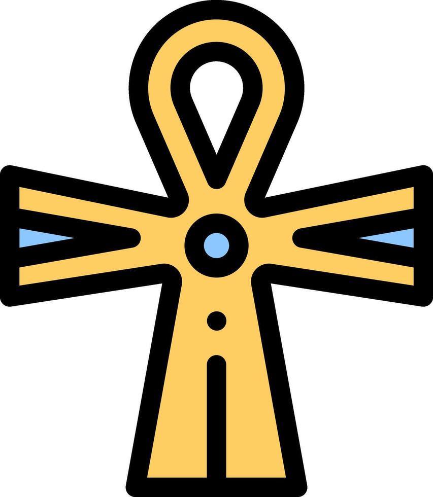 An egyptian cross with a blue and yellow design vector
