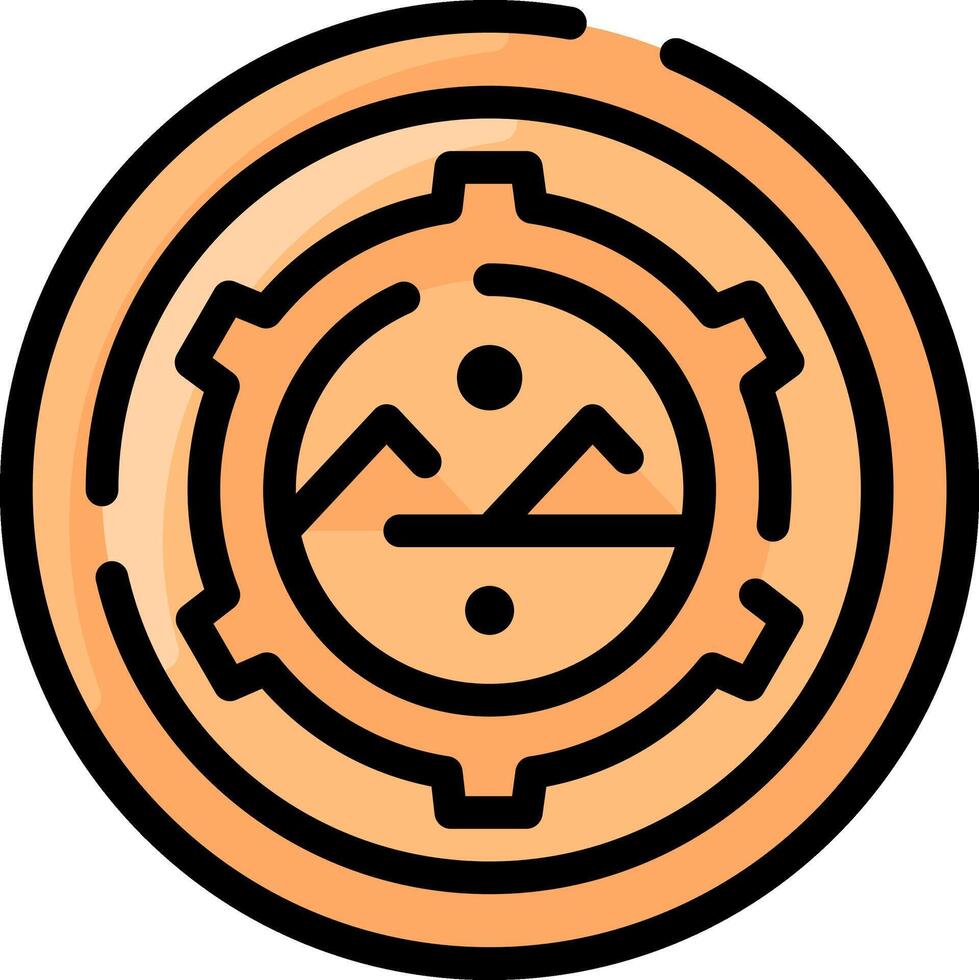 An orange coin with a symbol on it vector
