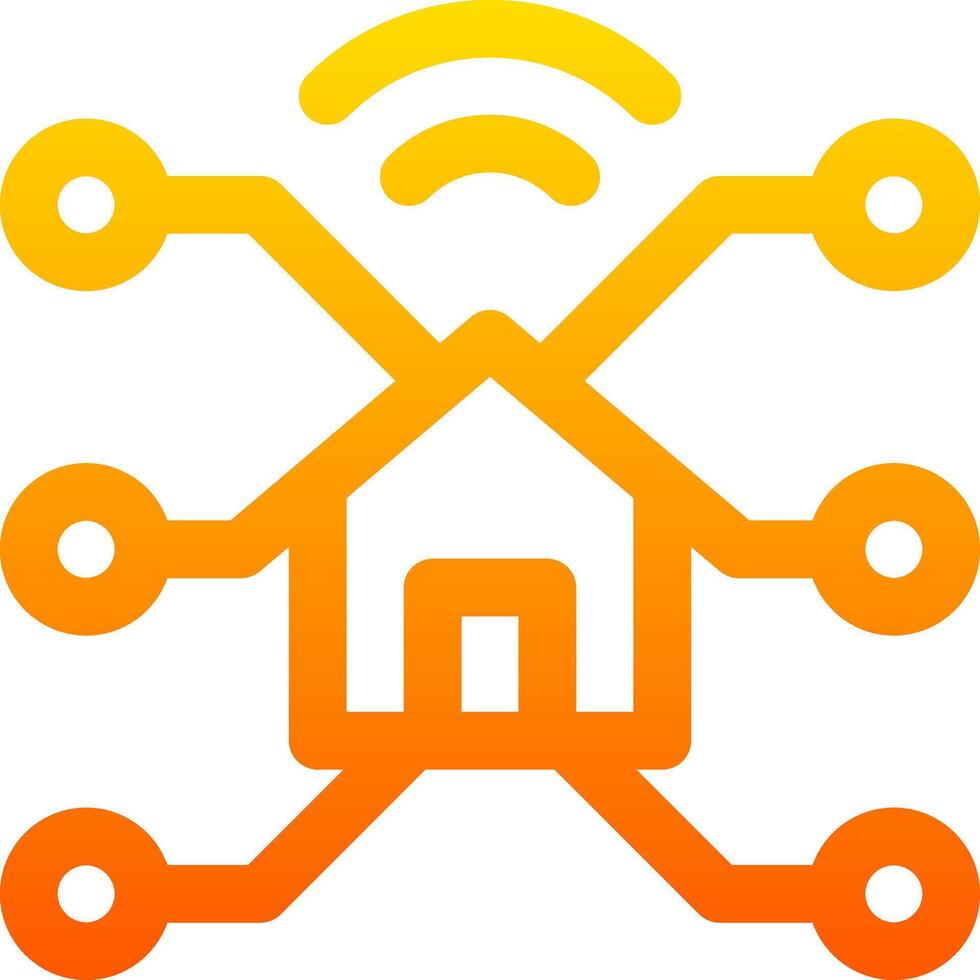A house with wifi and a network icon vector