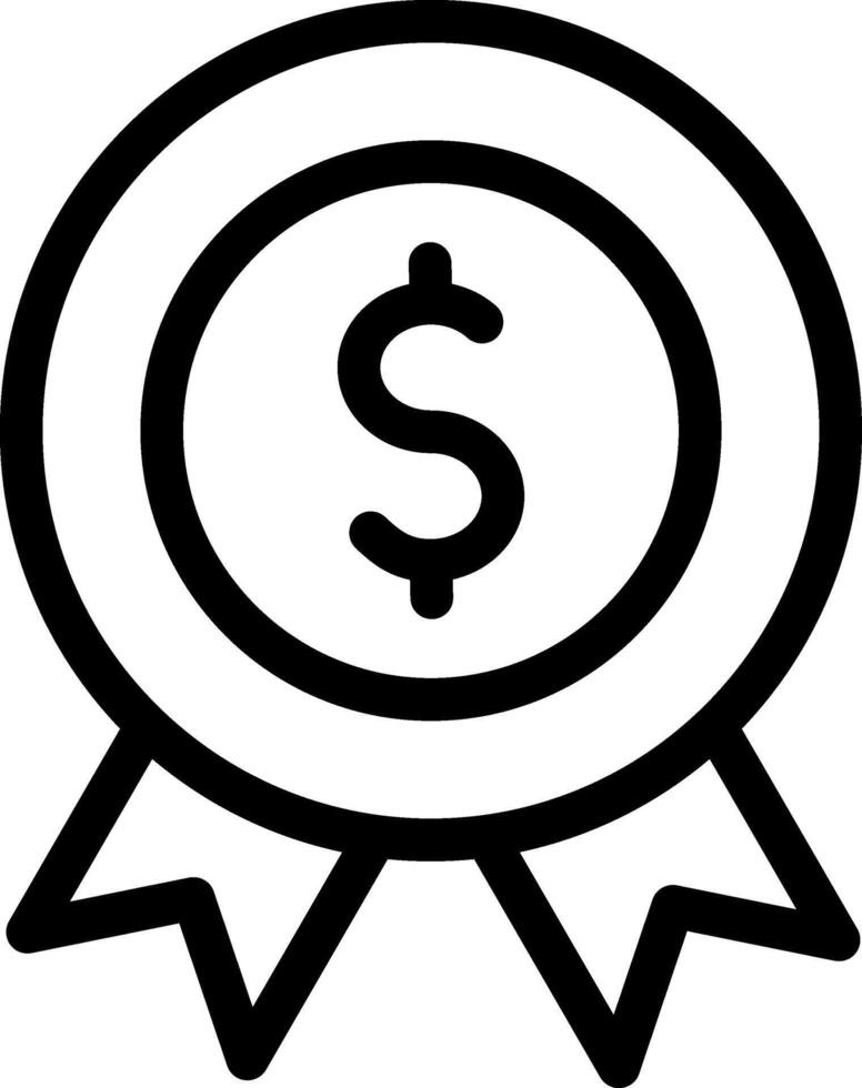 A black and white icon of a dollar sign vector