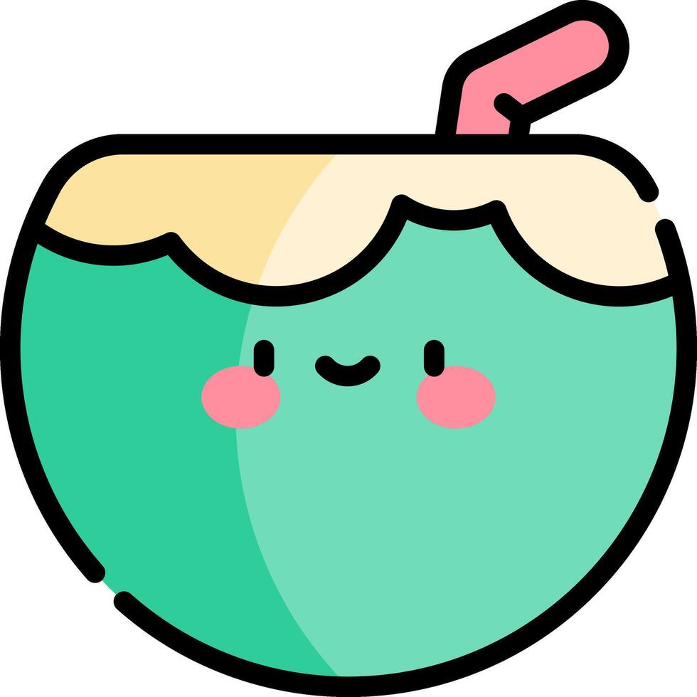 Coconut drink with straw and smiley face vector