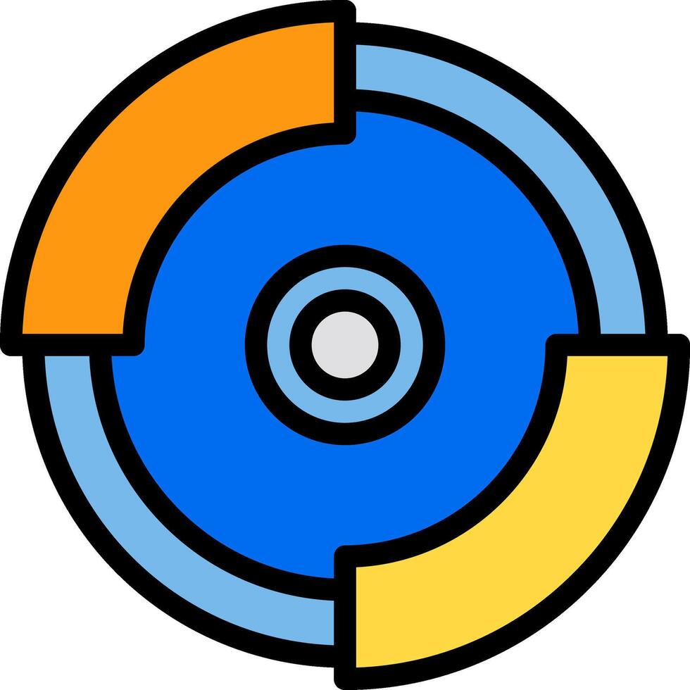 A blue and orange disk with a circle in the middle vector
