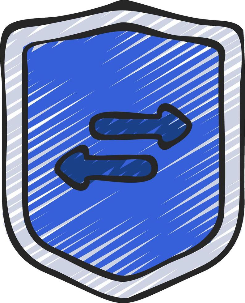 Shield with arrow pointing to the left and right vector