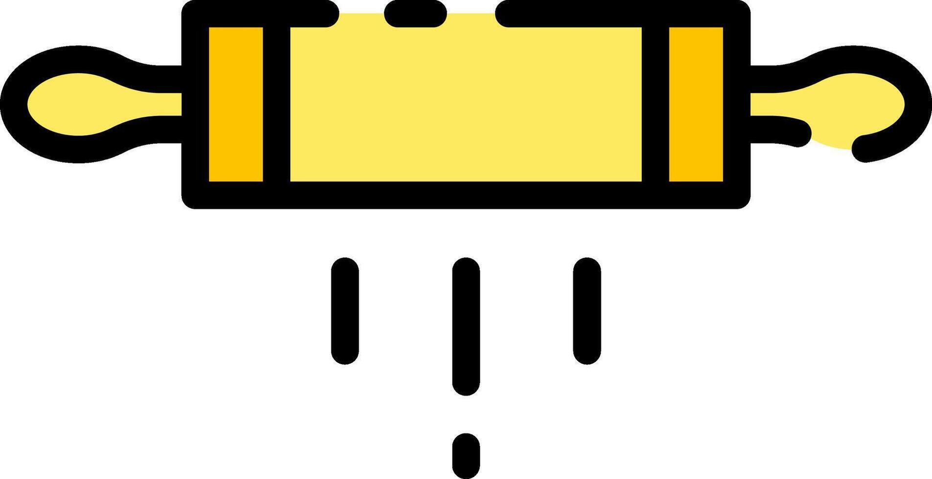 A rolling pin icon with a yellow handle vector