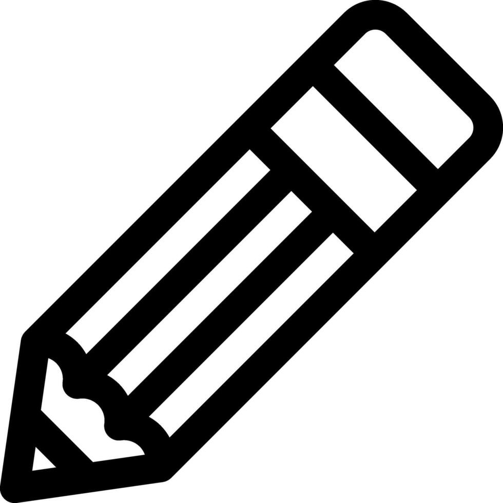 A black and white pencil icon on a white background vector