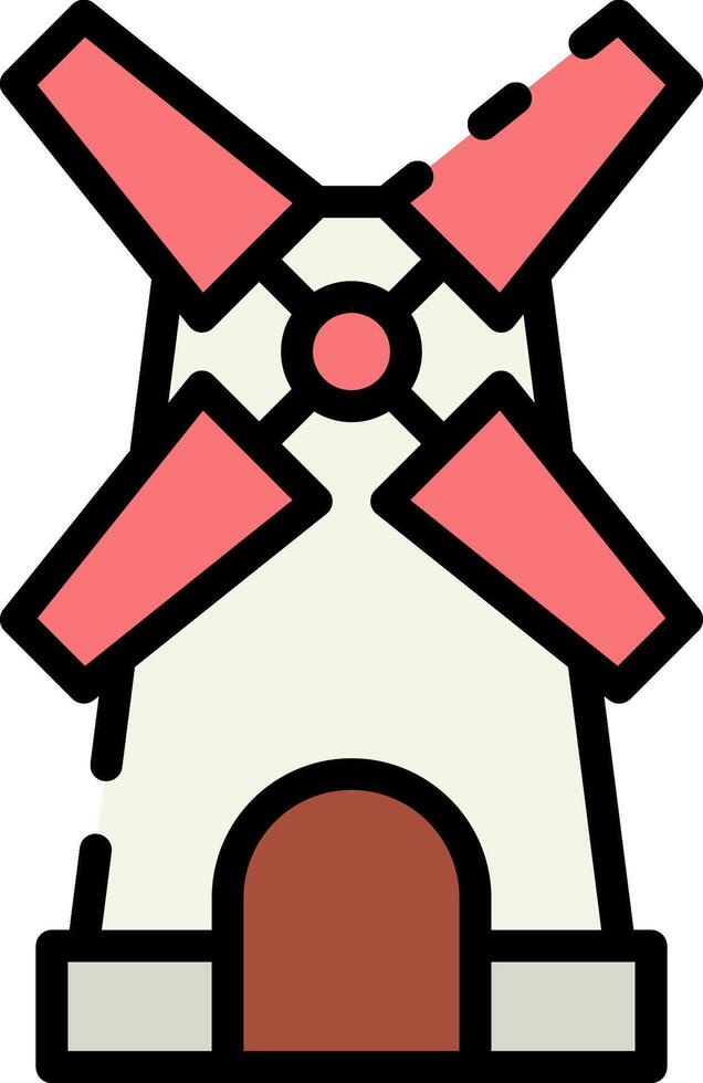 A windmill icon with red and white sails vector