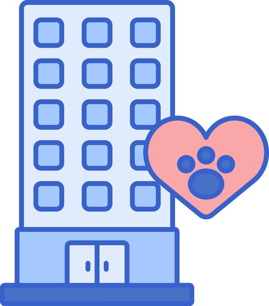 A building with a heart shaped paw print and a dog paw vector