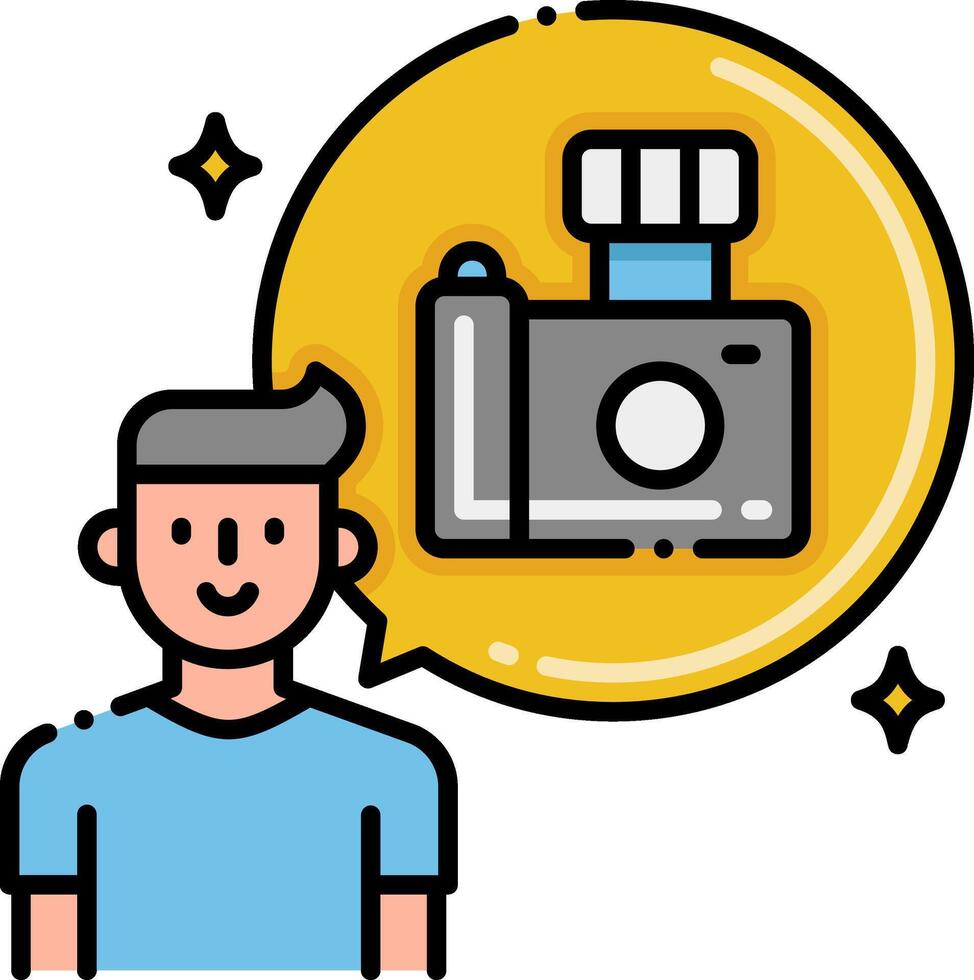 A man is holding a camera and talking to someone vector