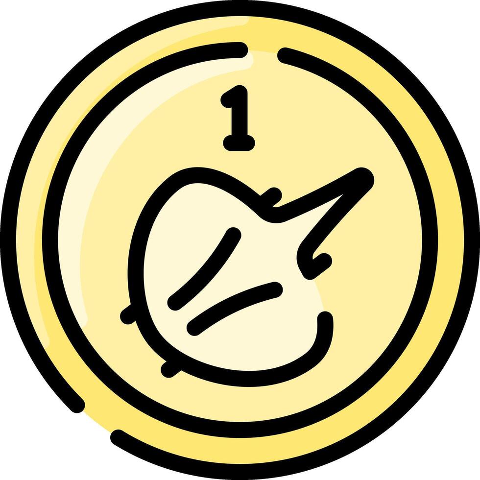 A yellow coin with a hand drawn image of a person vector