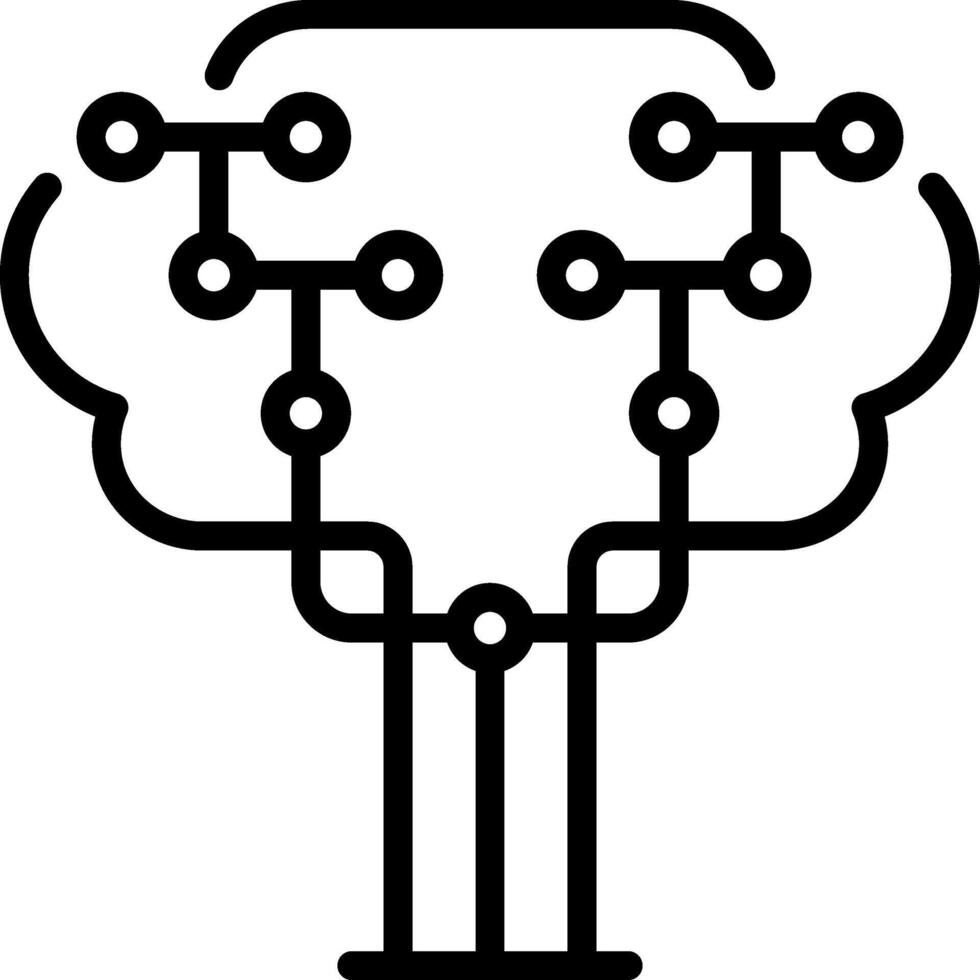A black and white tree with a single line connecting it vector
