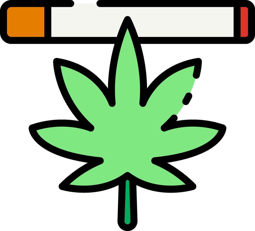A marijuana leaf with a cigarette in the middle vector