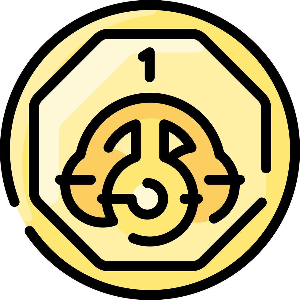 A yellow coin with a face on it vector