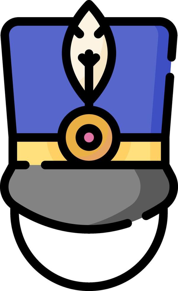 A cartoon police hat with a blue and yellow design vector