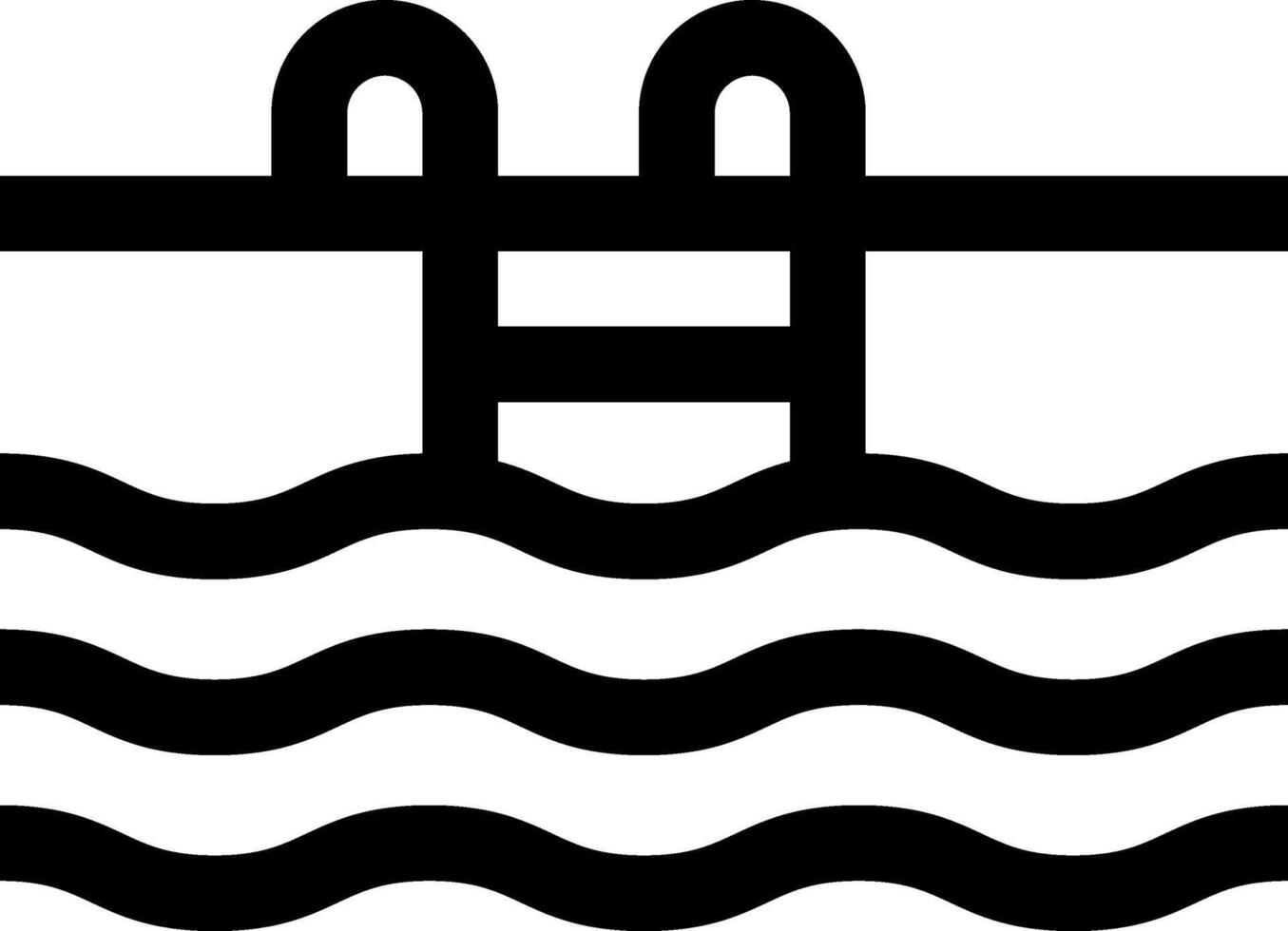 A black and white illustration of a bridge over water vector