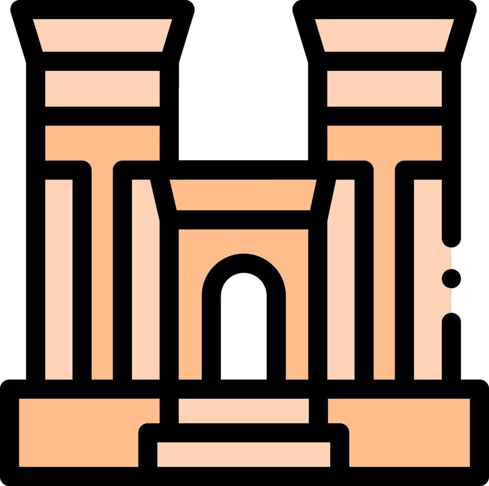 An icon of a building with two towers vector
