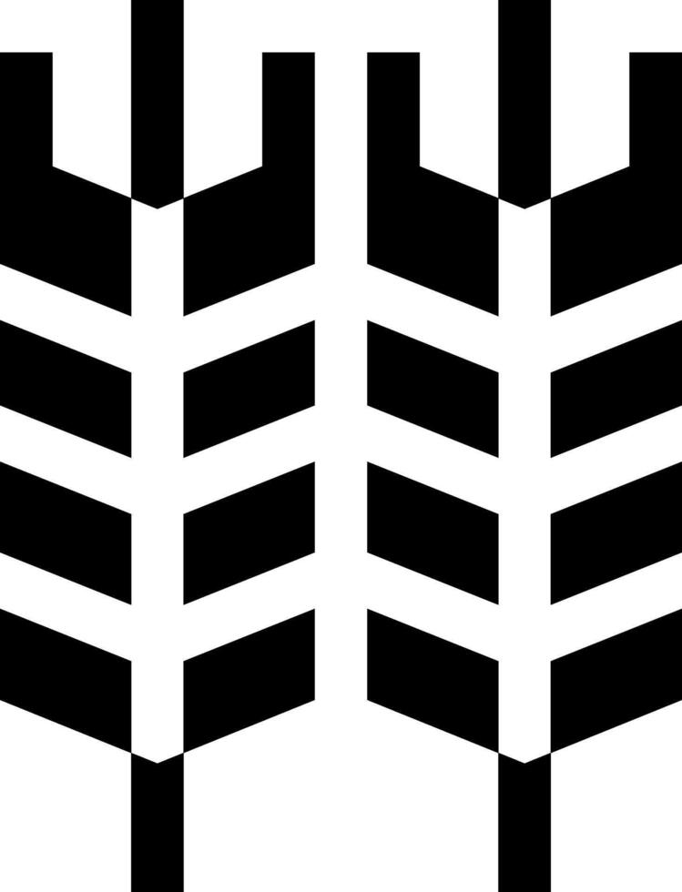 Two black and white geometric shapes with a single arrow vector