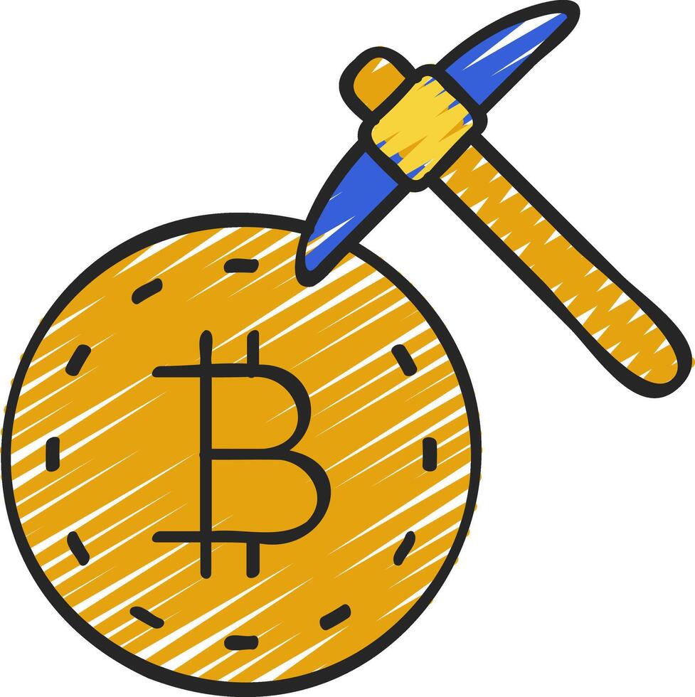 Bitcoin hammer icon illustration vector