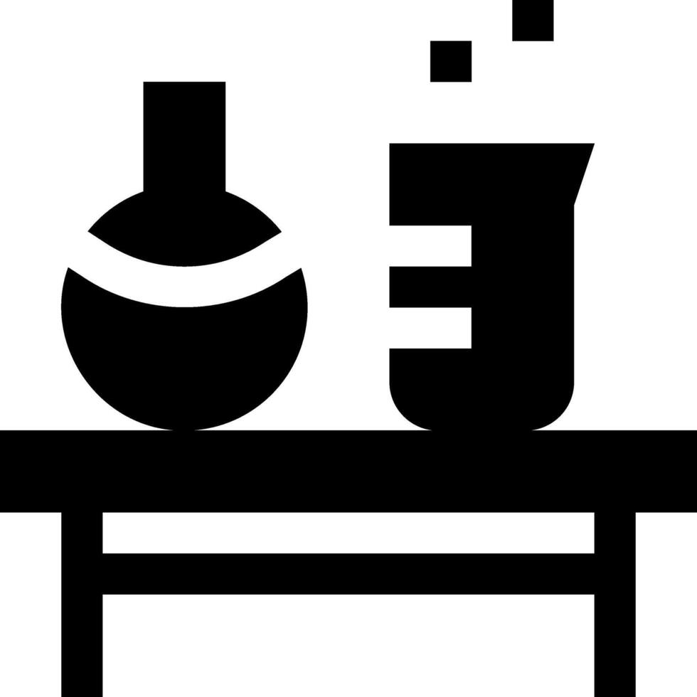 A black and white image of a laboratory table and two test tubes vector