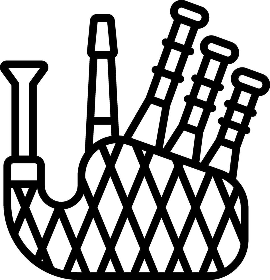 A black and white drawing of a bagpipe vector