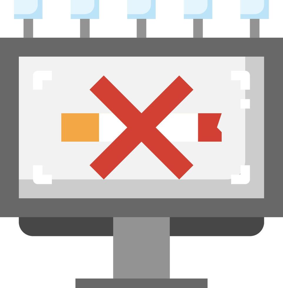 A computer monitor with a red cross on it vector