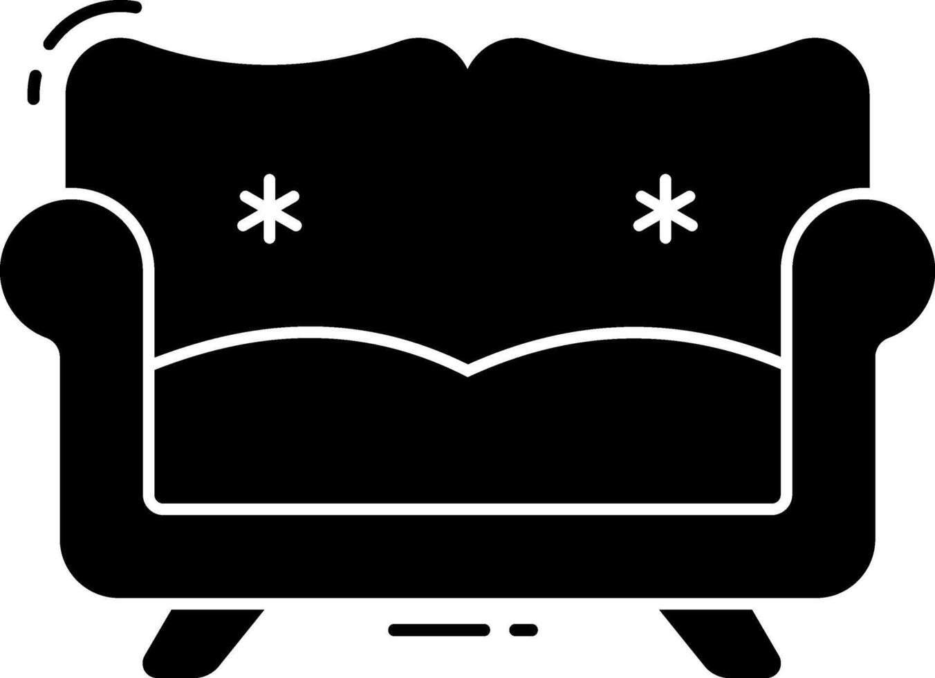 A black and white icon of a couch vector