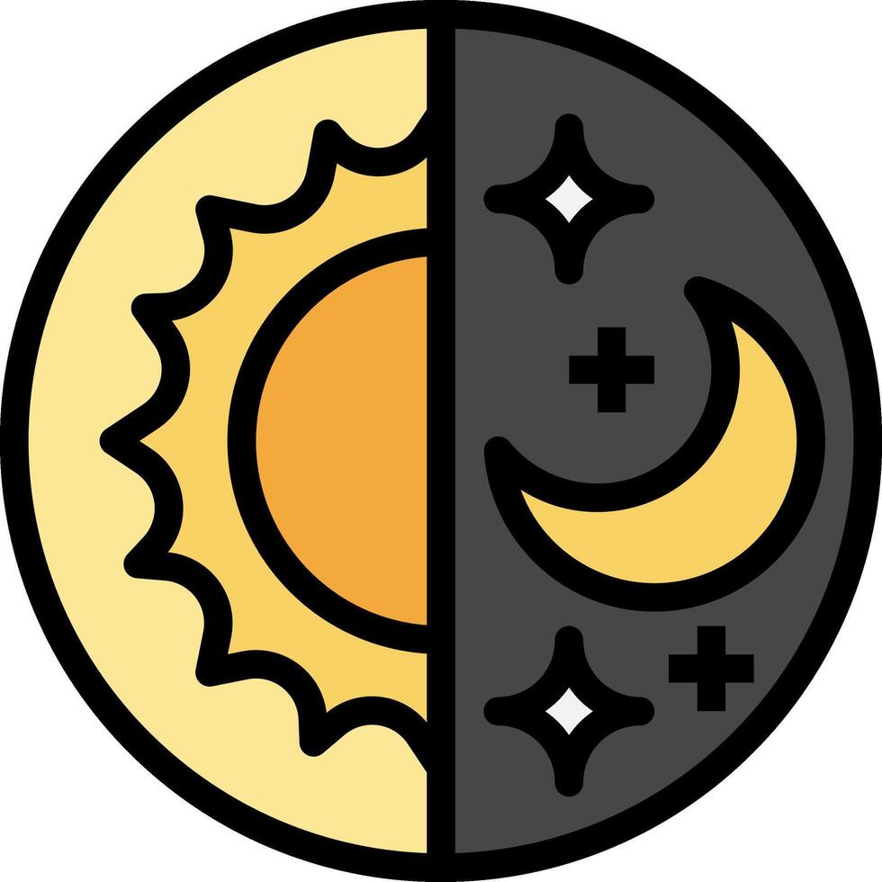 The moon and the sun are shown in a circle vector