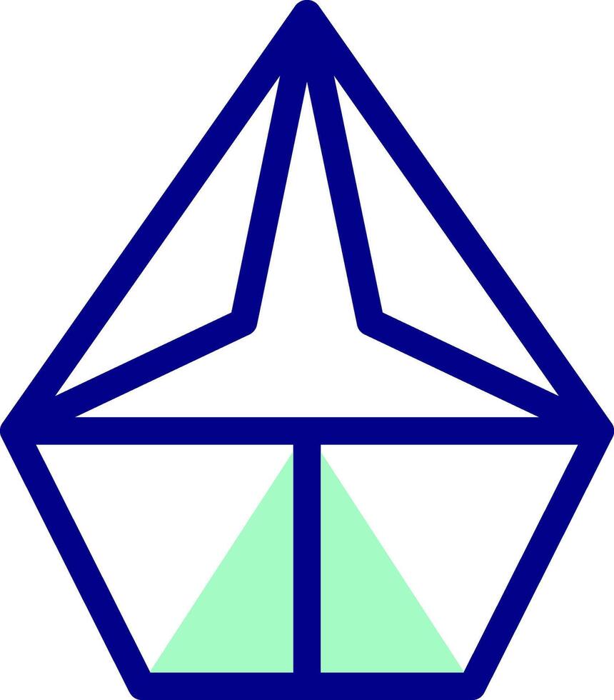 A blue triangle with green lines on it vector