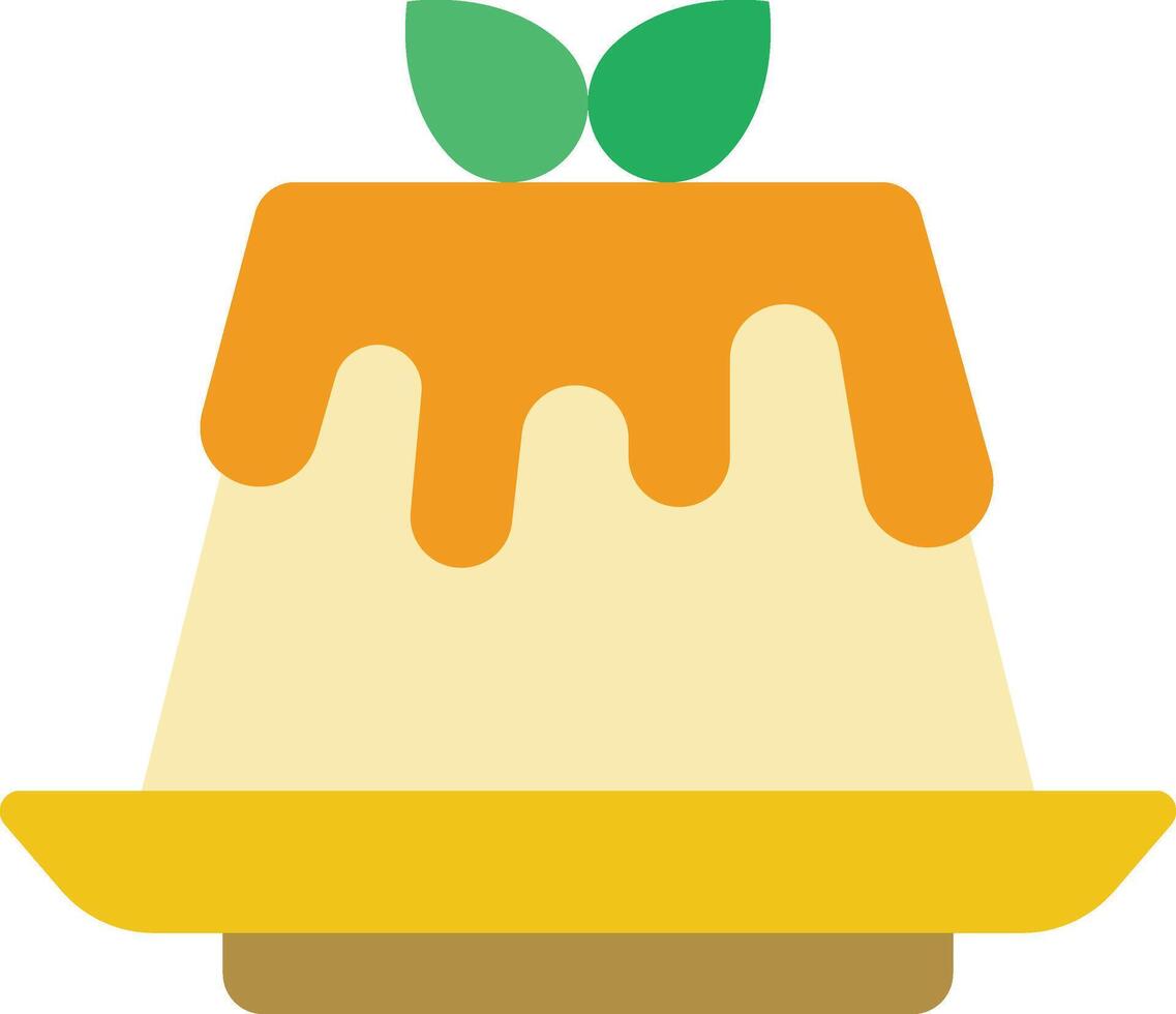 A pudding with a green leaf on top vector