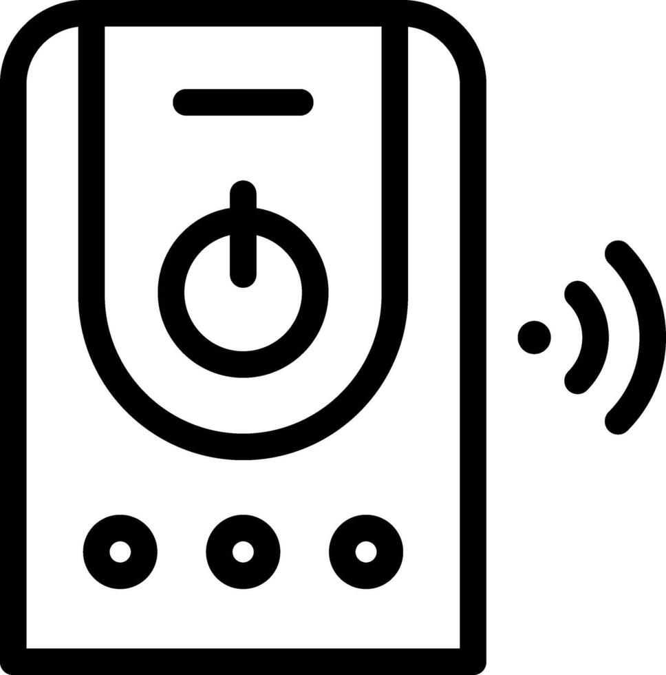A black and white image of a device with a button vector