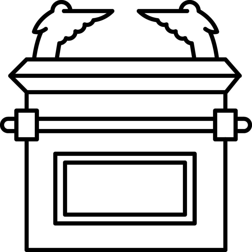 A black and white image of a chest with two birds on it vector
