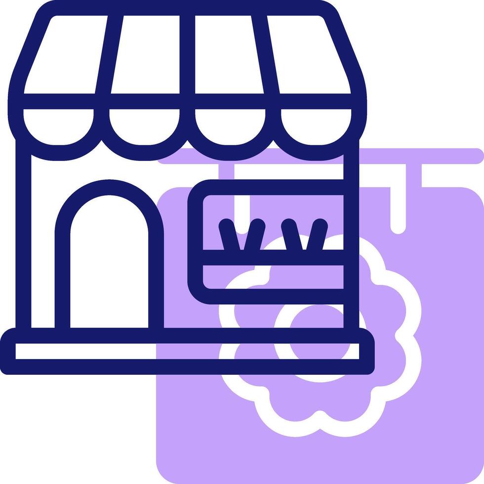 A purple and white icon of a shop vector