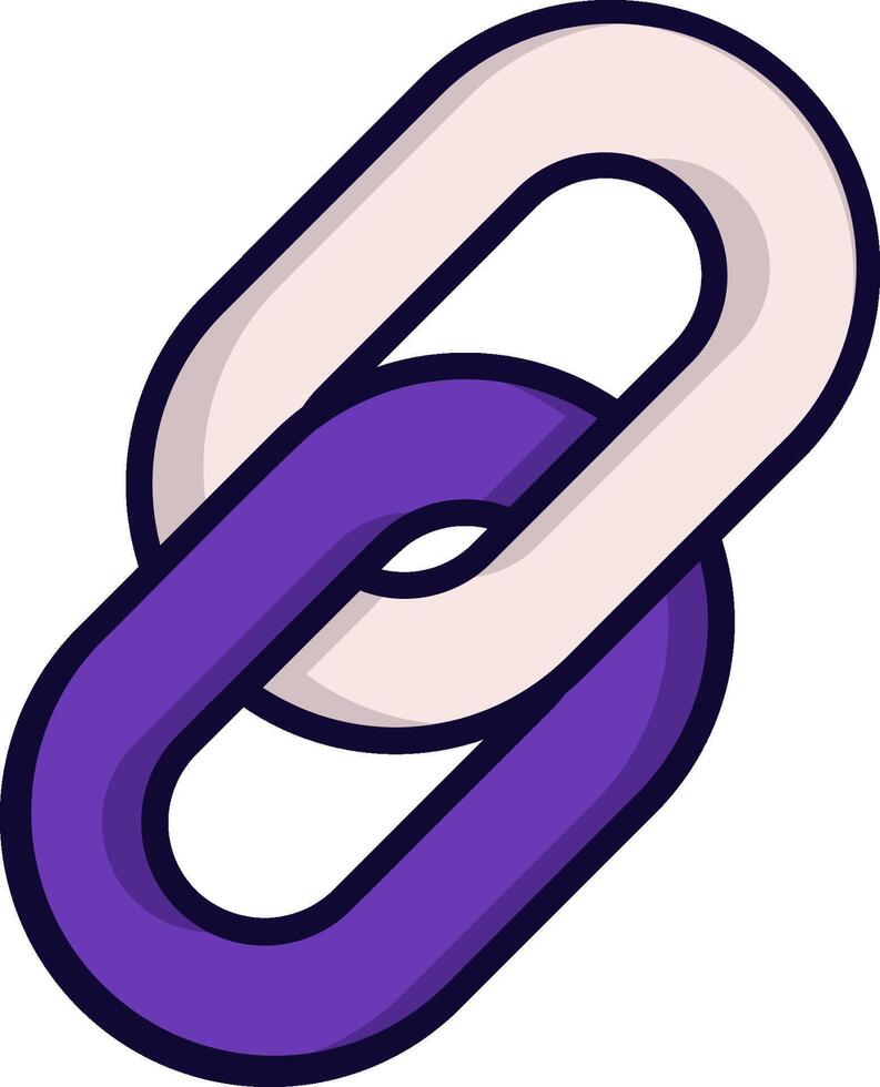 A purple and white link icon vector