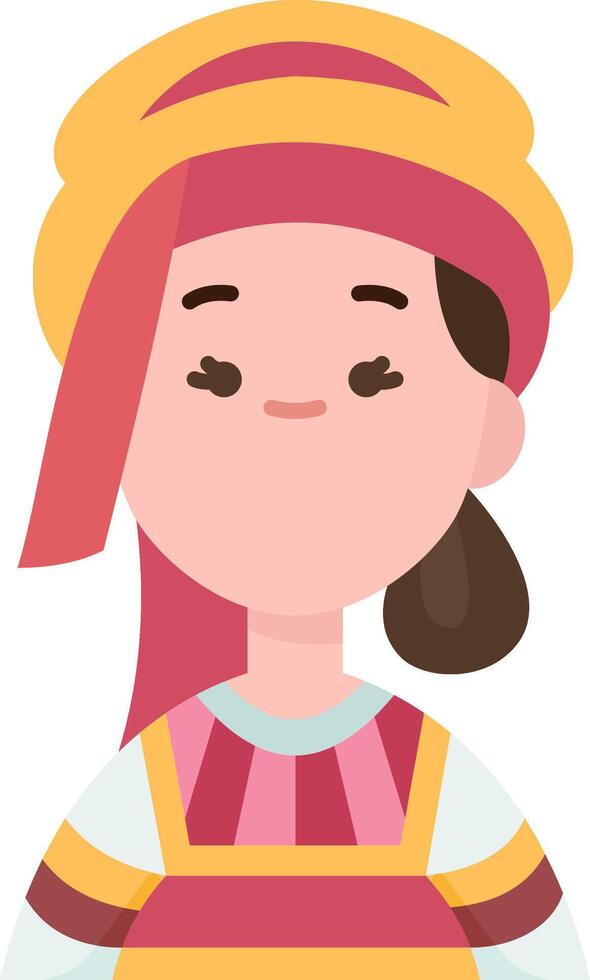 A cartoon girl wearing a traditional dress vector