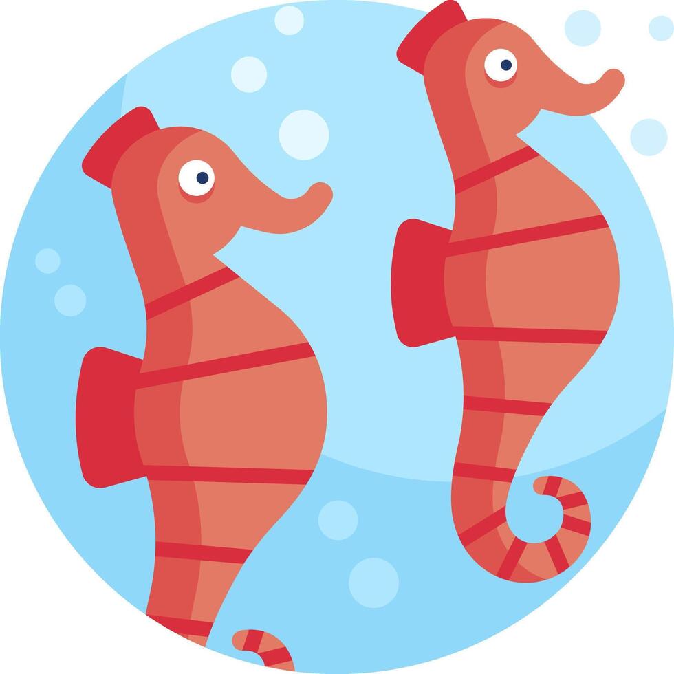 Two seahorses swimming in the ocean vector